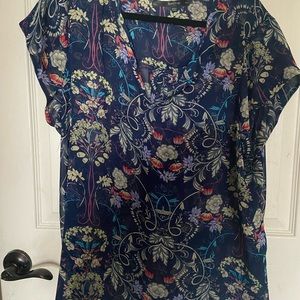 Dark Blue Floral Blouse